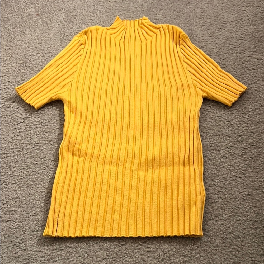 Yellow Ribbed Knit Top